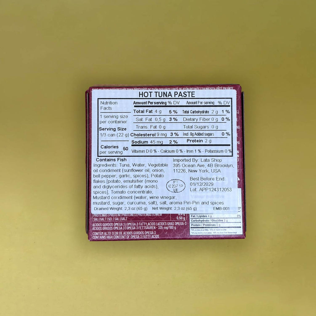 Nutritional Information for Manná Spicy Tuna Pate