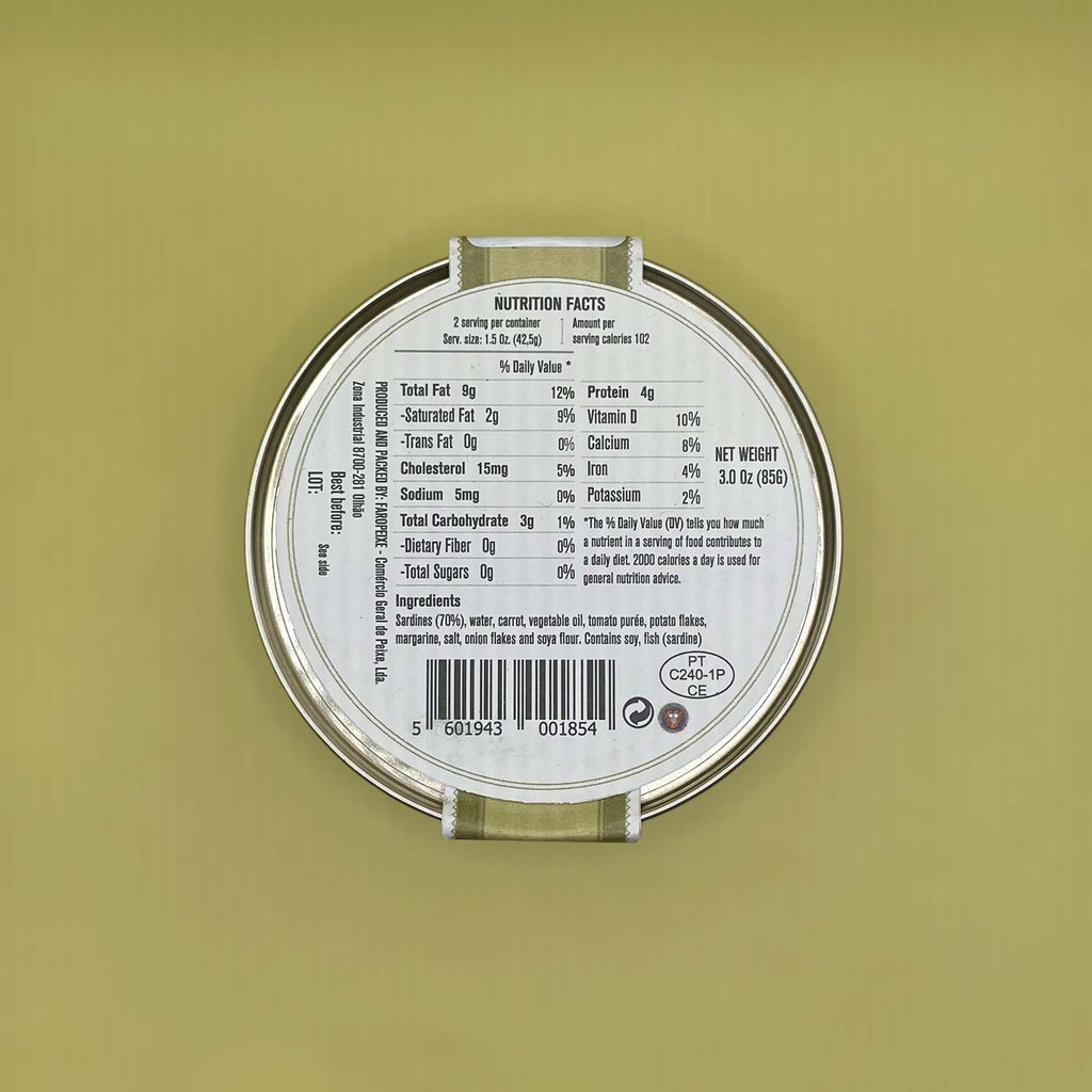 Nutritional Information for Nazarena Sardine Paté (85gr)