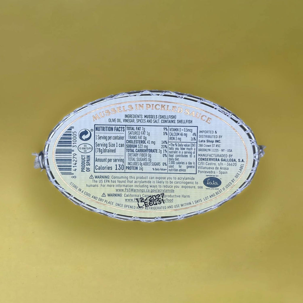 Nutritional Information for Paco Lafuente Mussels in Pickle Sauce (115gr)