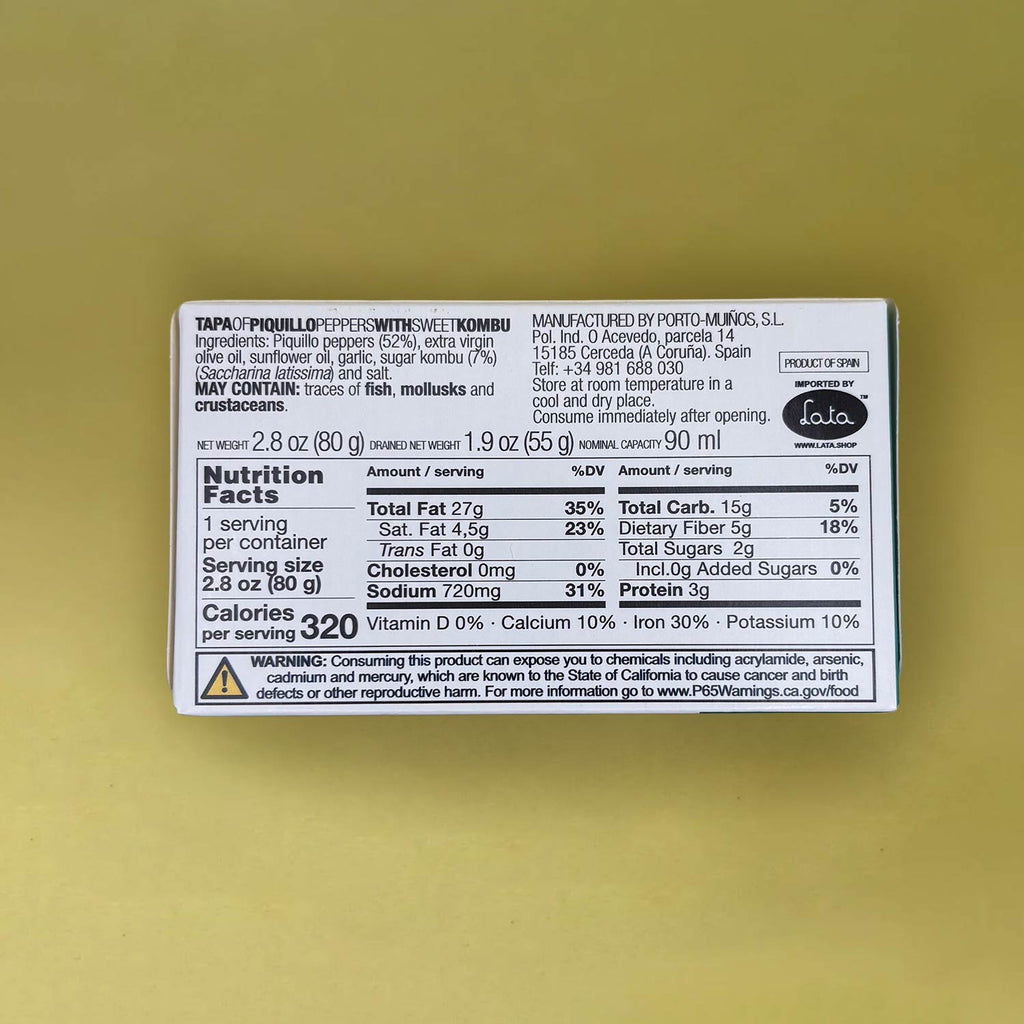 Porto-Muiños Tapa of Piquillo Peppers with Sweet Kombu