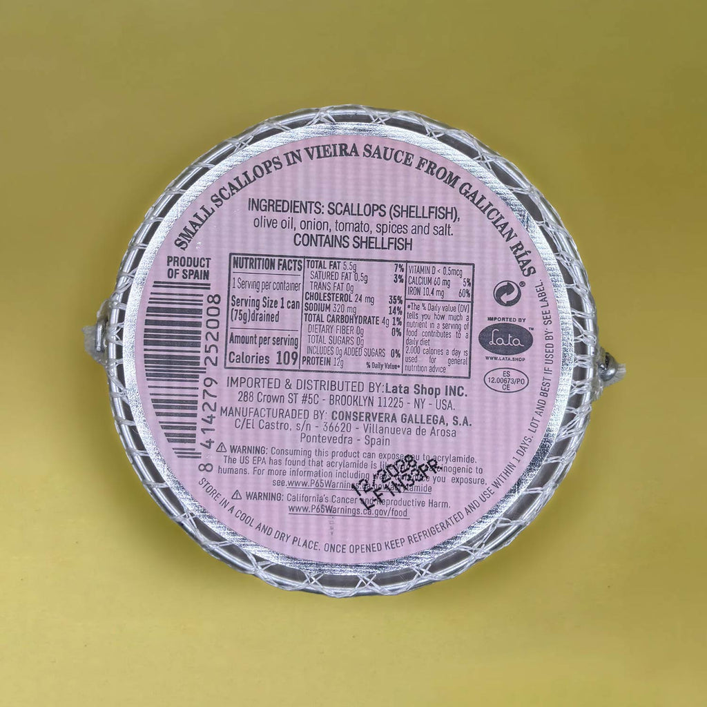 Nutritional Information for Rosa Lafuente Small Scallops in Vieira Sauce