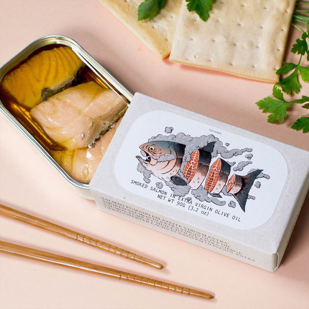 José Gourmet Smoked Salmon in EVOO - served right out of the tin