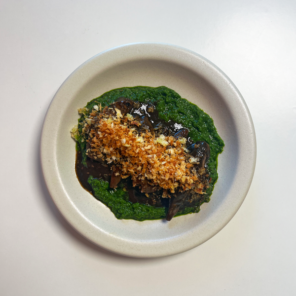 Squids in Ink with Salsa Verde and Breadcrumbs