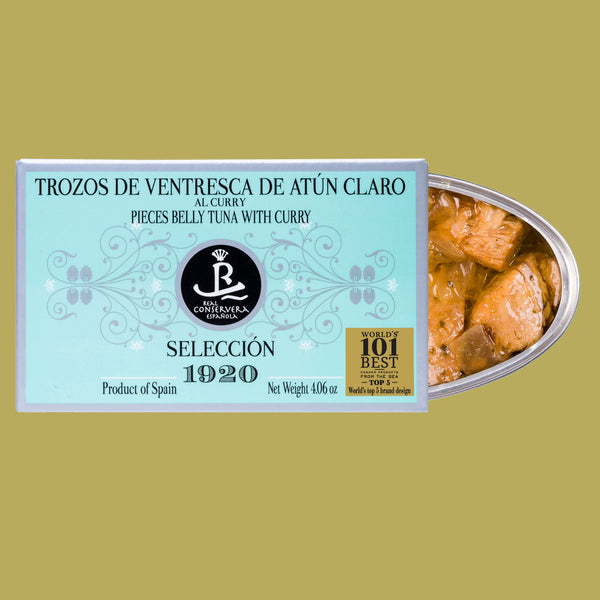 Real Conservera Española Light Tuna Belly Pieces with Curry - Selección 1920