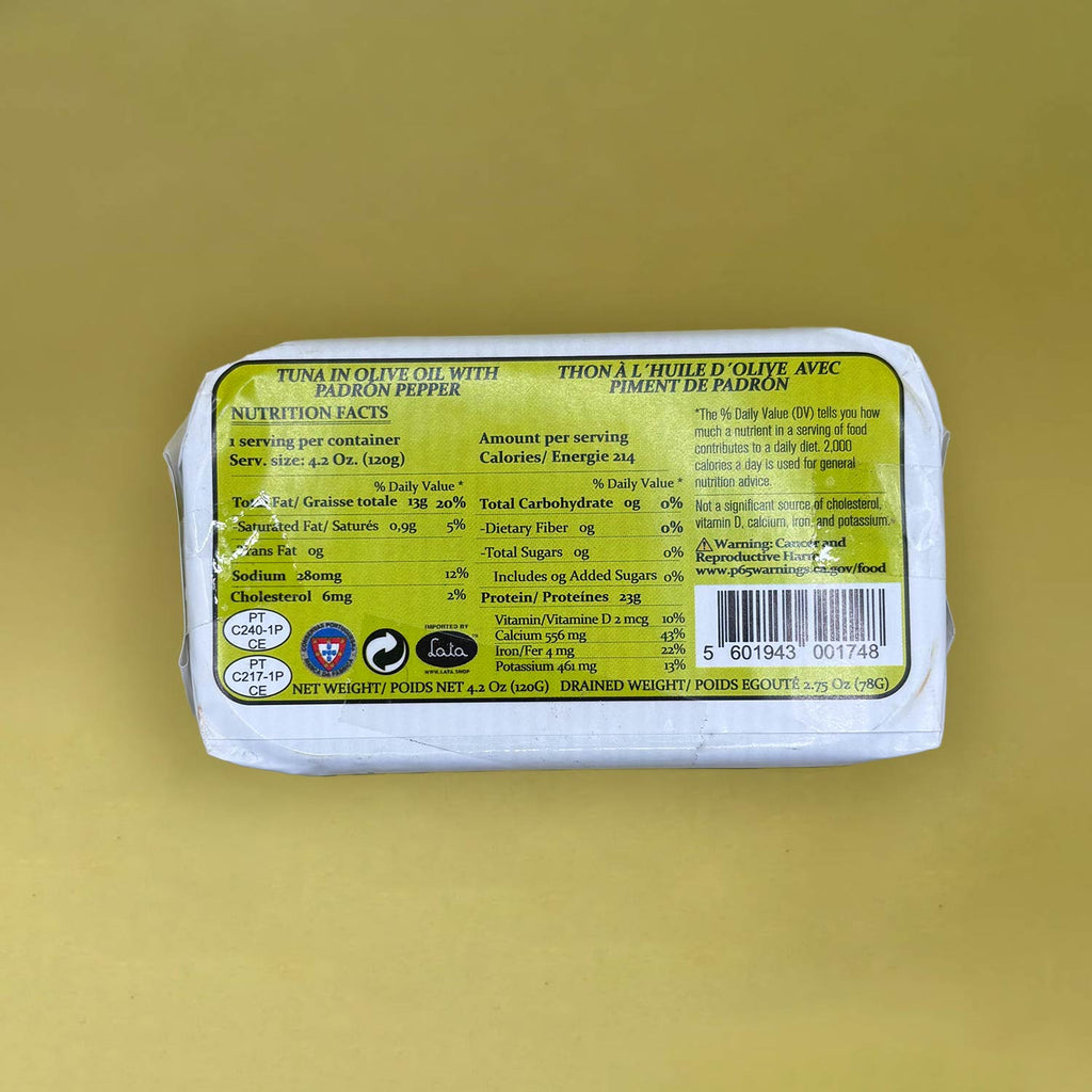 Nutritional Information for Naval Tuna in Olive Oil with Padron Pepper