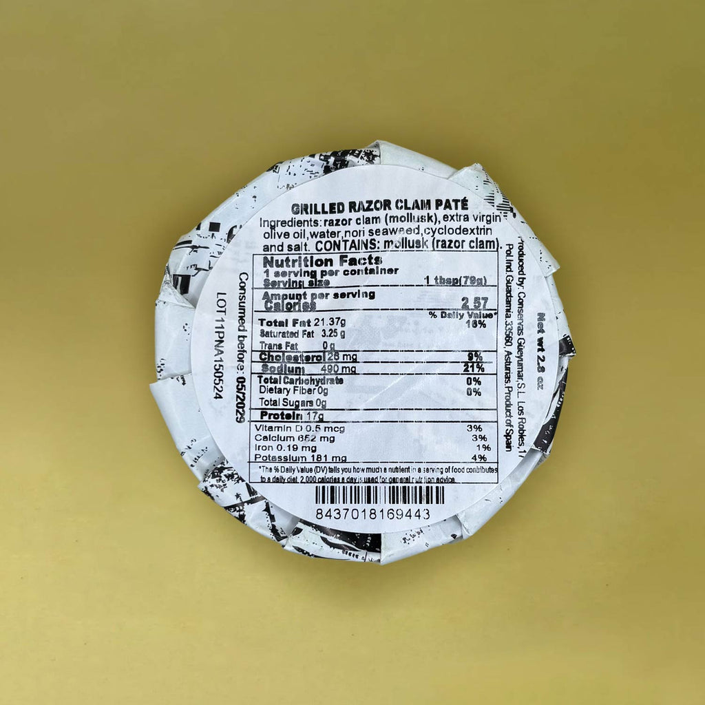 Nutritional Information of Gueyu Mar Grilled Razor Clam Pate