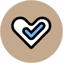 Heart icon with a tick