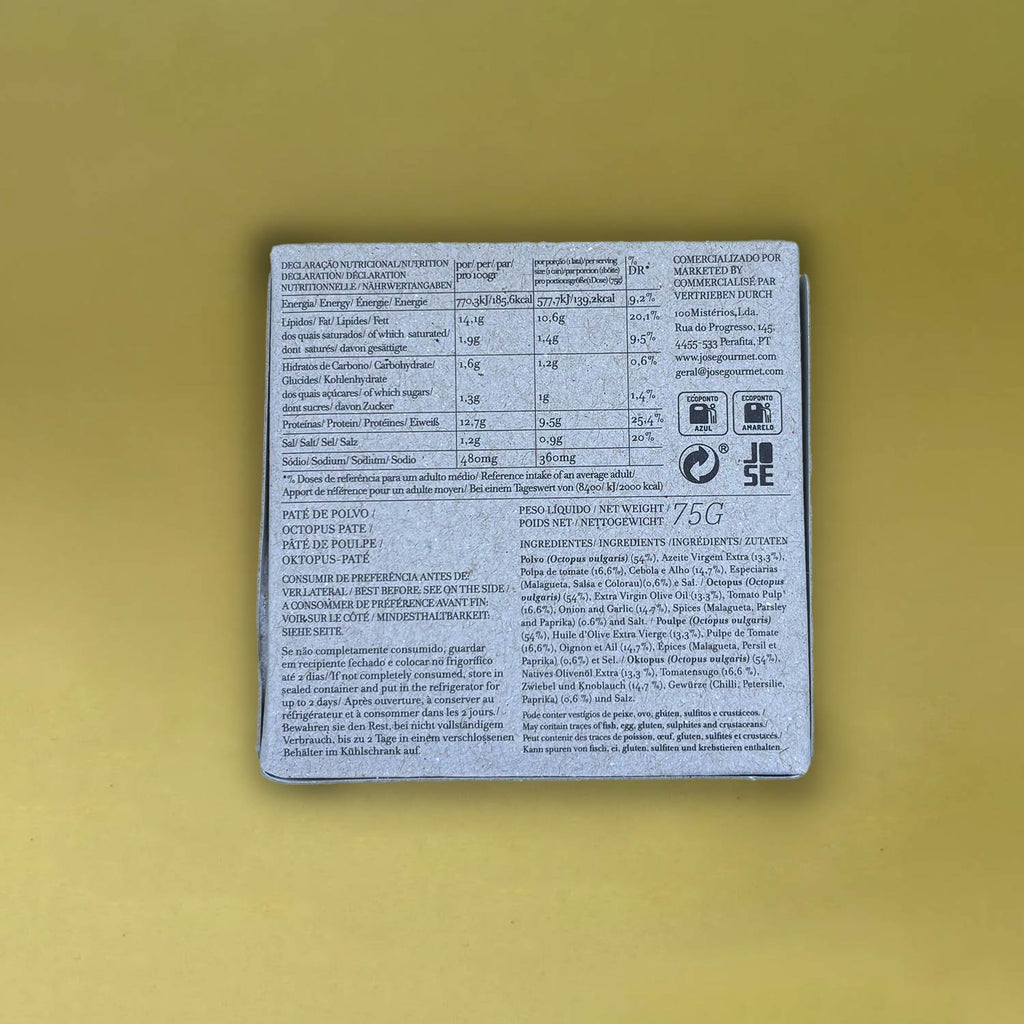 Nutritional Information for José Gourmet Octopus Pate