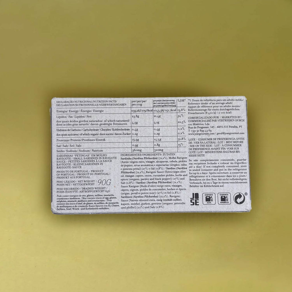 Nutritional Information for José Gourmet Small Sardines in Ravigote Sauce