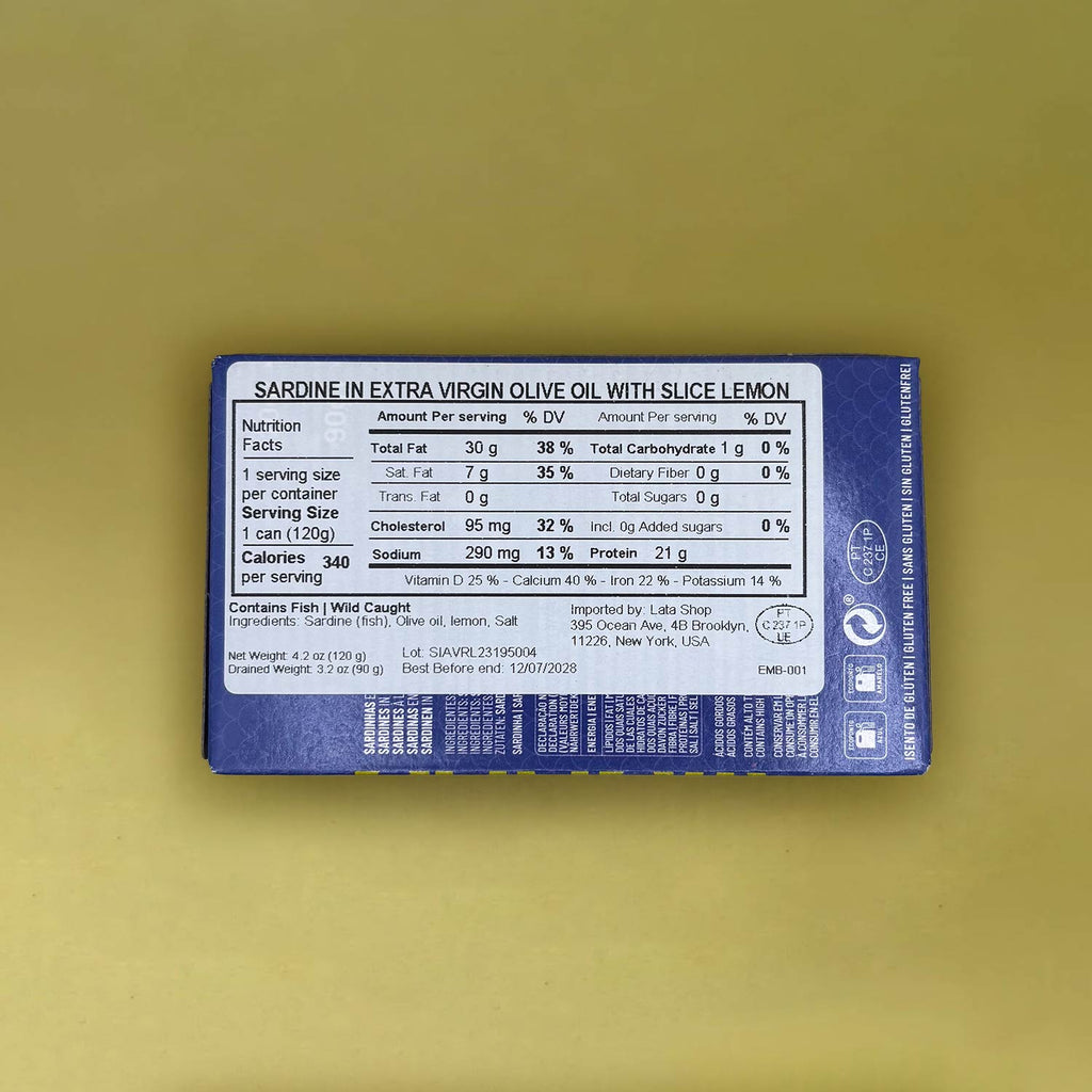 Nutritional Information for Manná Sardines with Lemon in EVOO