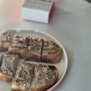 Güeyu Mar Chargrilled Sardine Pâté spread on bread
