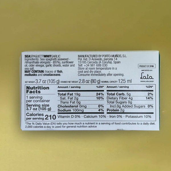 Nutritional Information for Porto-Muiños Sea Spaghetti with Young Garlic in Brine