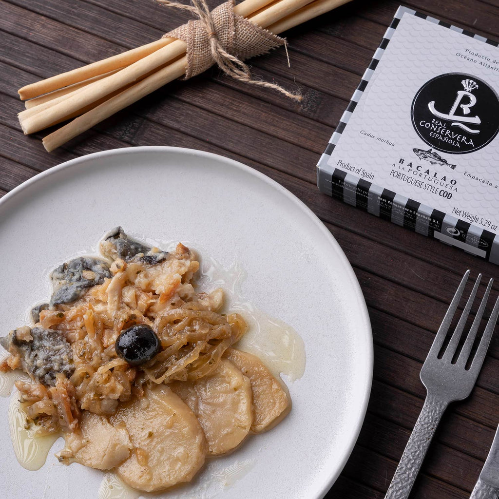 A plated serving of Real Conservera Española Portuguese Style Cod