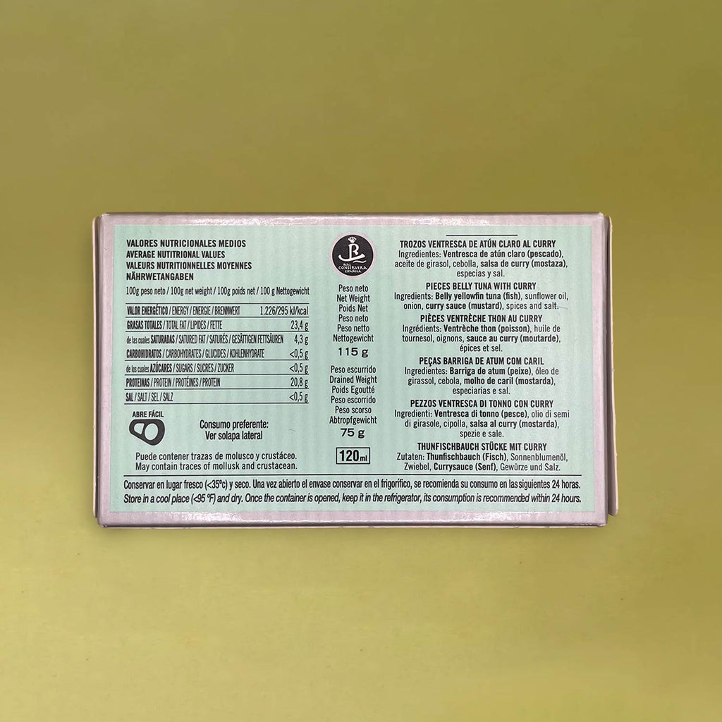 Nutritional Information for Real Conservera Española Light Tuna Belly Pieces in Olive Oil with Curry