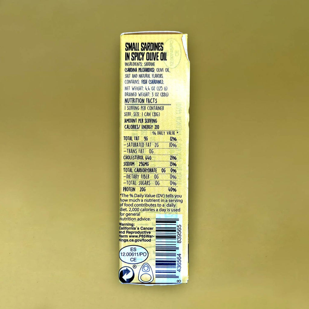 Nutritional Information for Samare Small Sardines in Spicy Olive Oil