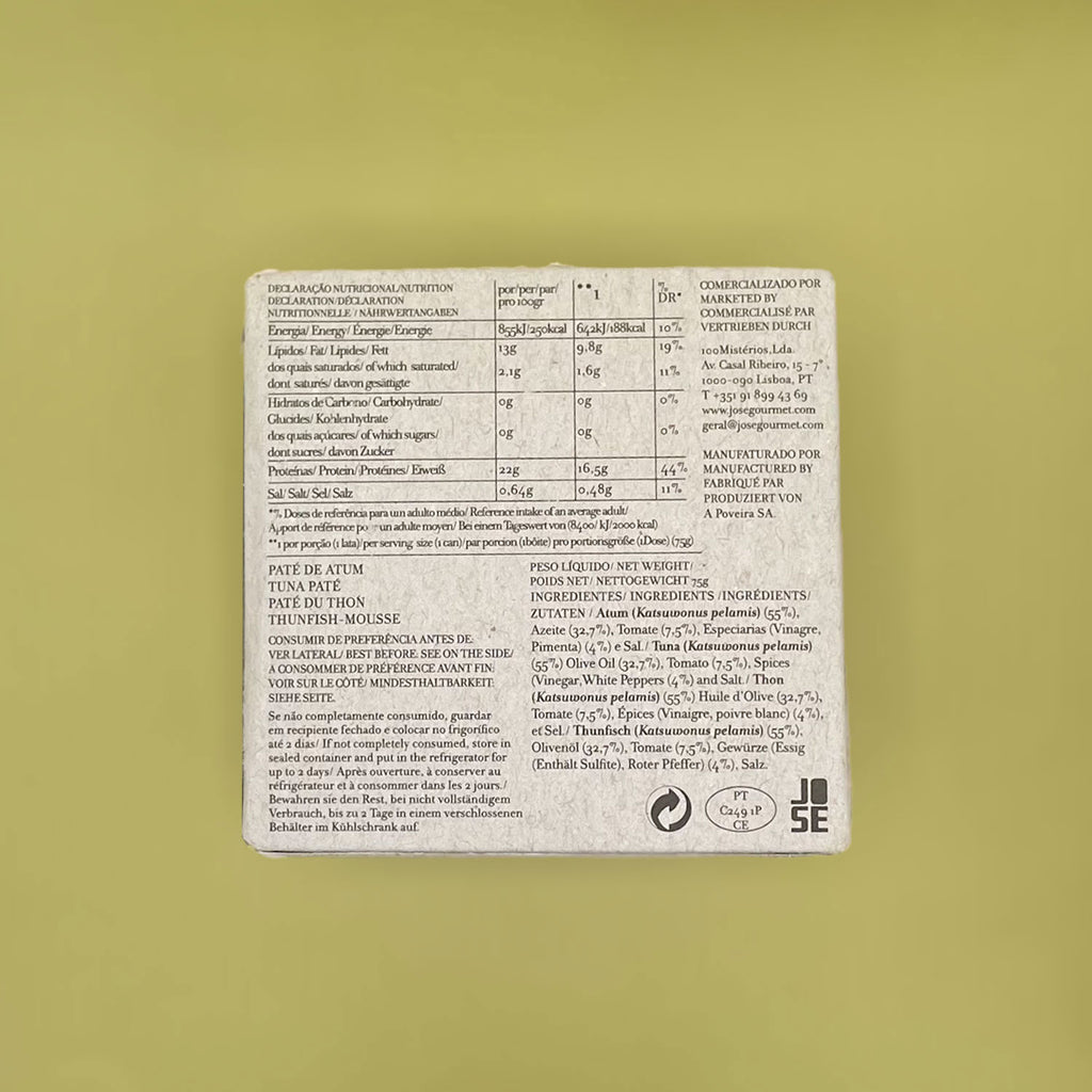 Nutritional Information for José Gourmet Tuna Pate