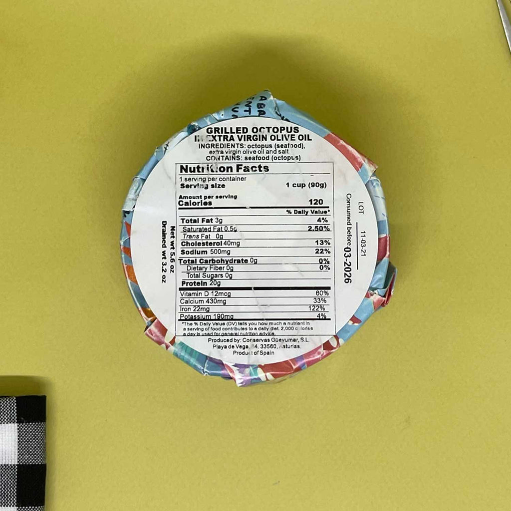 Nutritional Information for Güeyu Mar Chargrilled Octopus