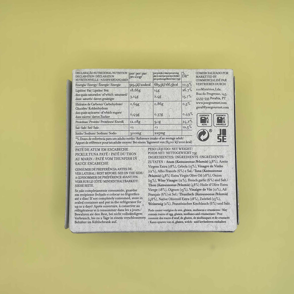 Nutritional Information for José Gourmet Pickled Tuna Pâté