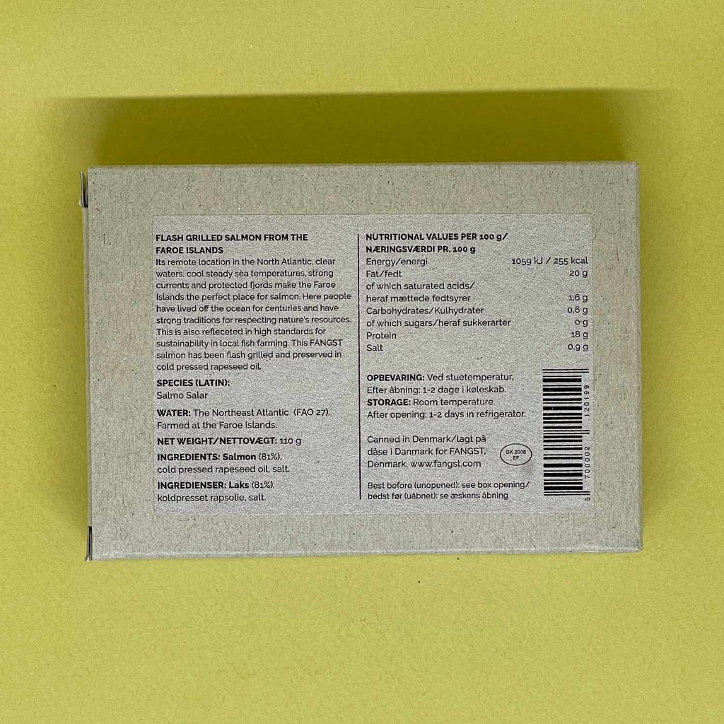 Nutritional Information for Fangst Faroe Islands Salmon Flash Grilled in Cold Pressed Rapeseed Oil