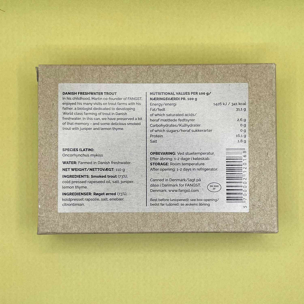 Nutritional Information for Fangst Ørred Freshwater Smoked Trout with Juniper and Lemon Thyme
