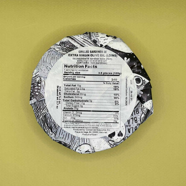 Nutritional Information for Güeyu Mar Chargrilled Sardine Loins