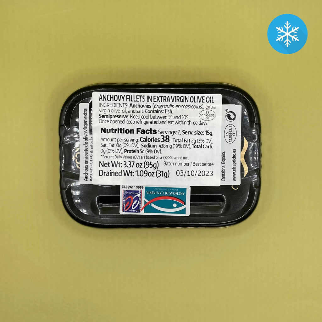 Nutritional Information for El Capricho Anchovy Fillets in Extra Virgin Olive Oil